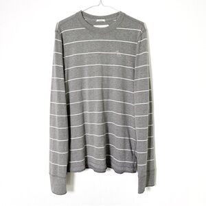 VTG 90s Y2K Abercrombie & Fitch Men Gray Striped Crewneck Long Sleeve Shirt XL